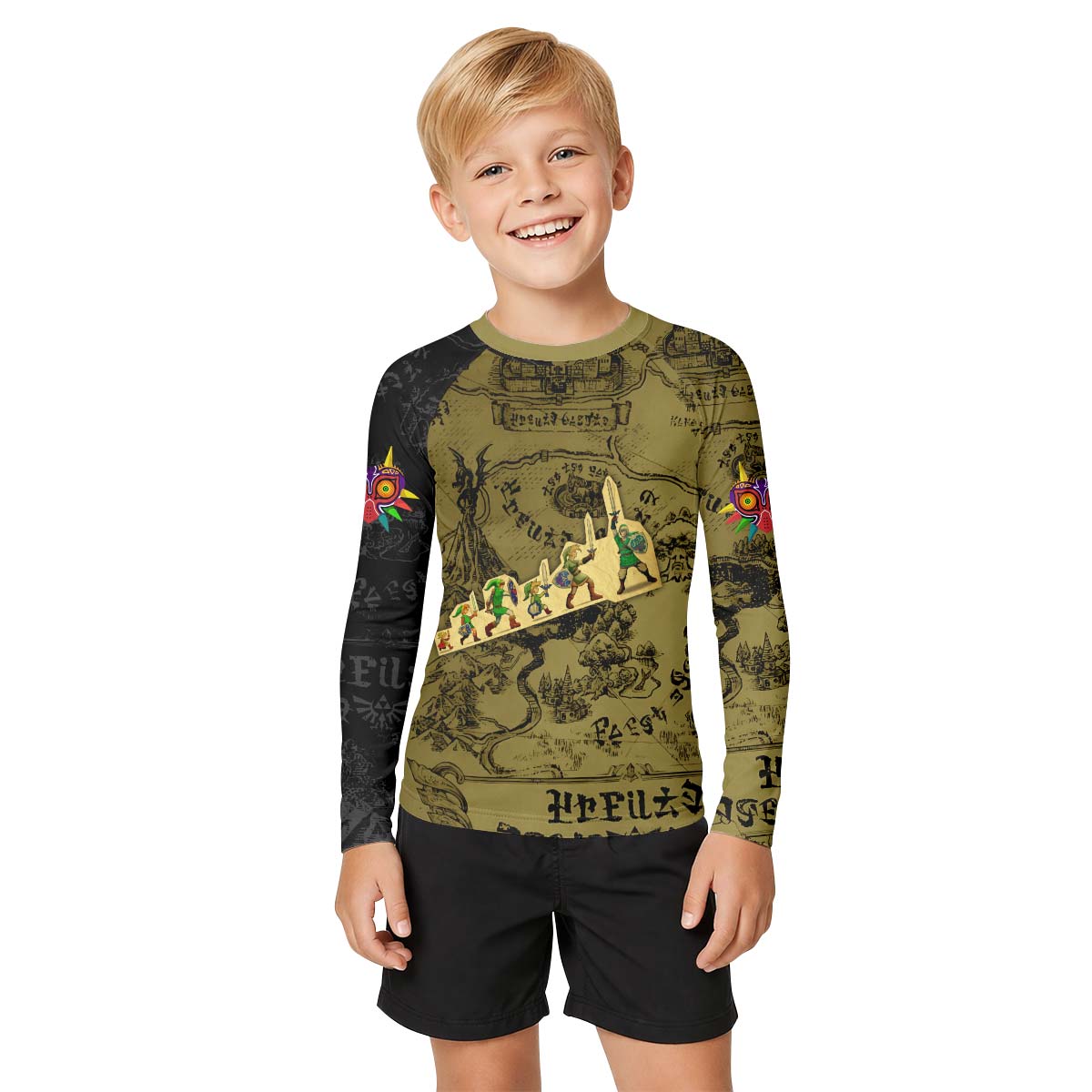 The Legend of Zelda Evolution of Link Kid Rash Guard