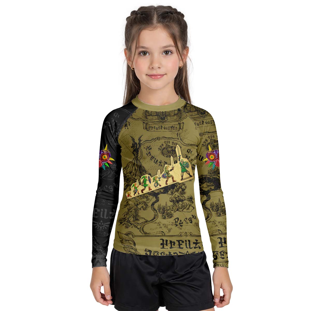 The Legend of Zelda Evolution of Link Kid Rash Guard