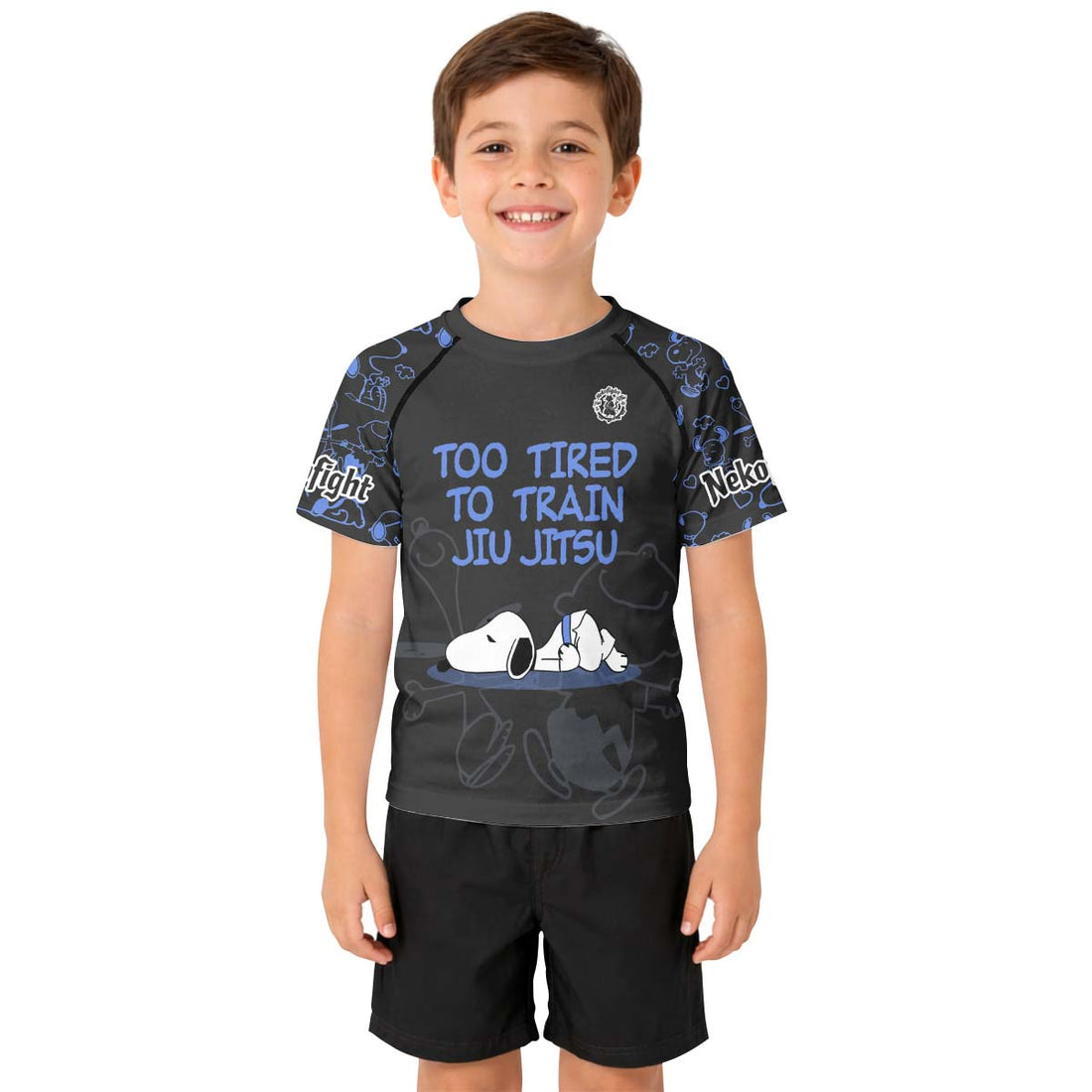 Too Tired Too Train Blue Kid Rash Guard