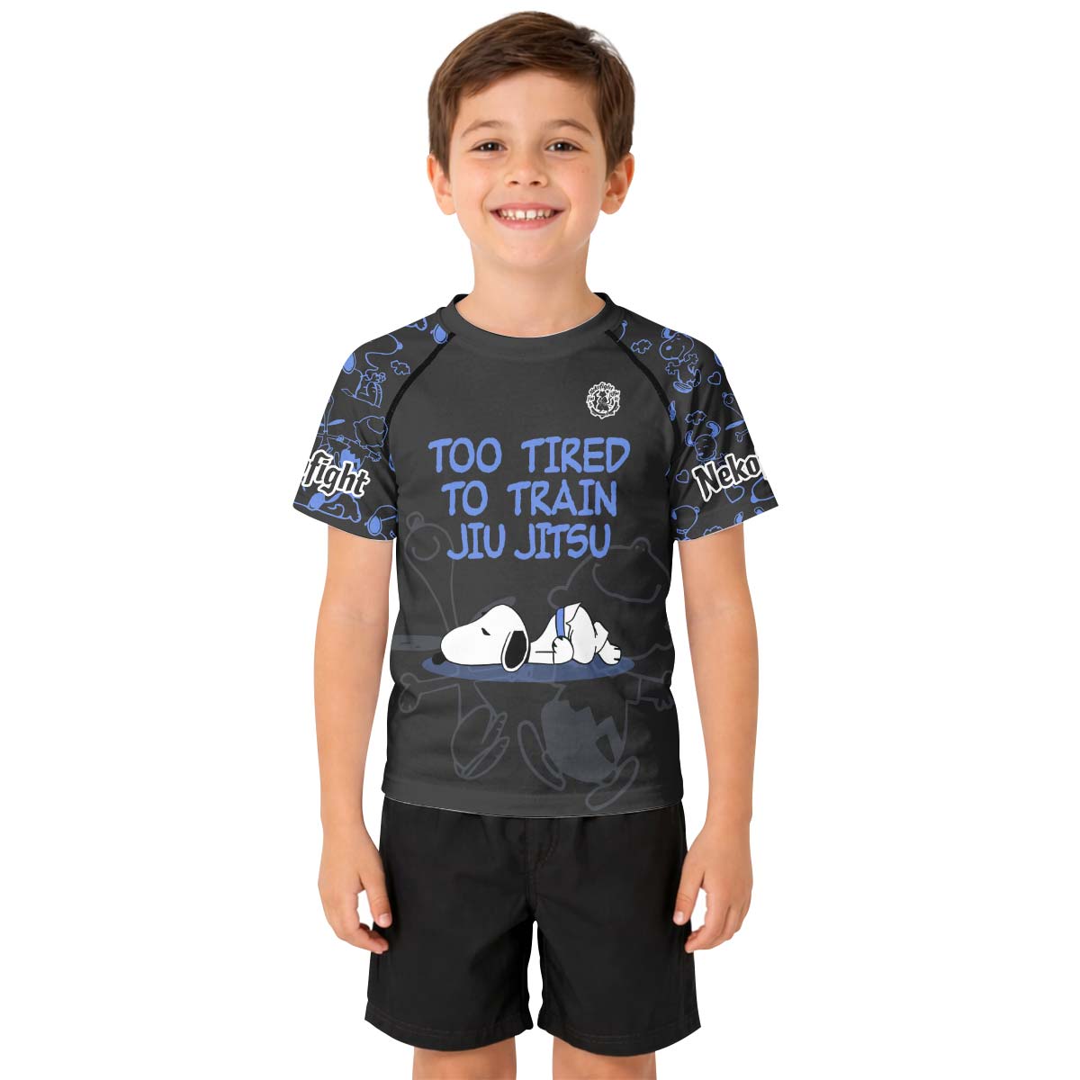 Too Tired Too Train Blue Kid Rash Guard