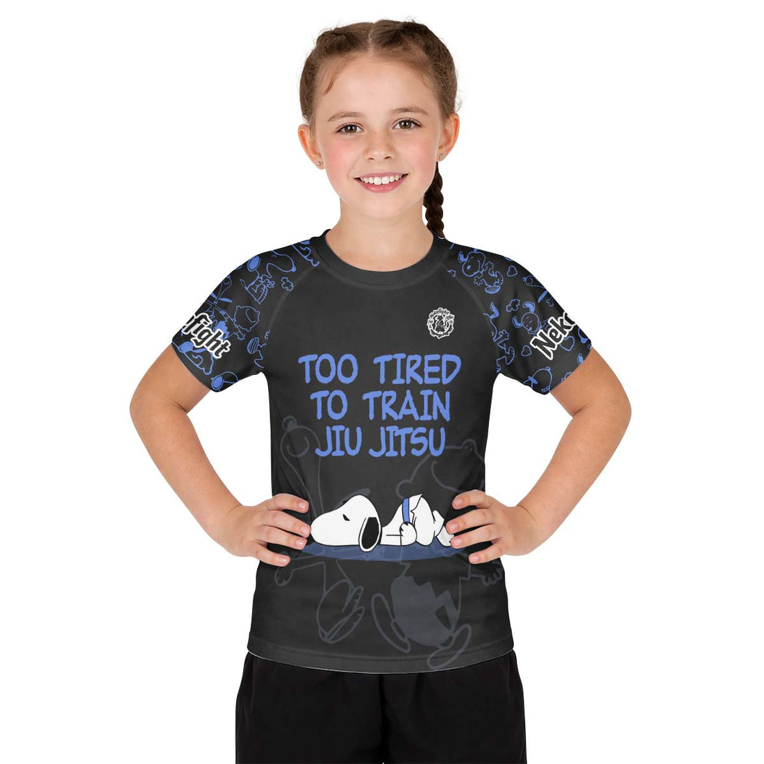 Too Tired Too Train Blue Kid Rash Guard