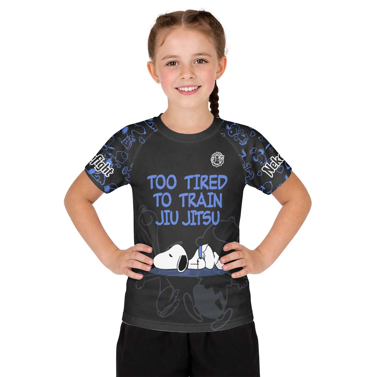 Too Tired Too Train Blue Kid Rash Guard