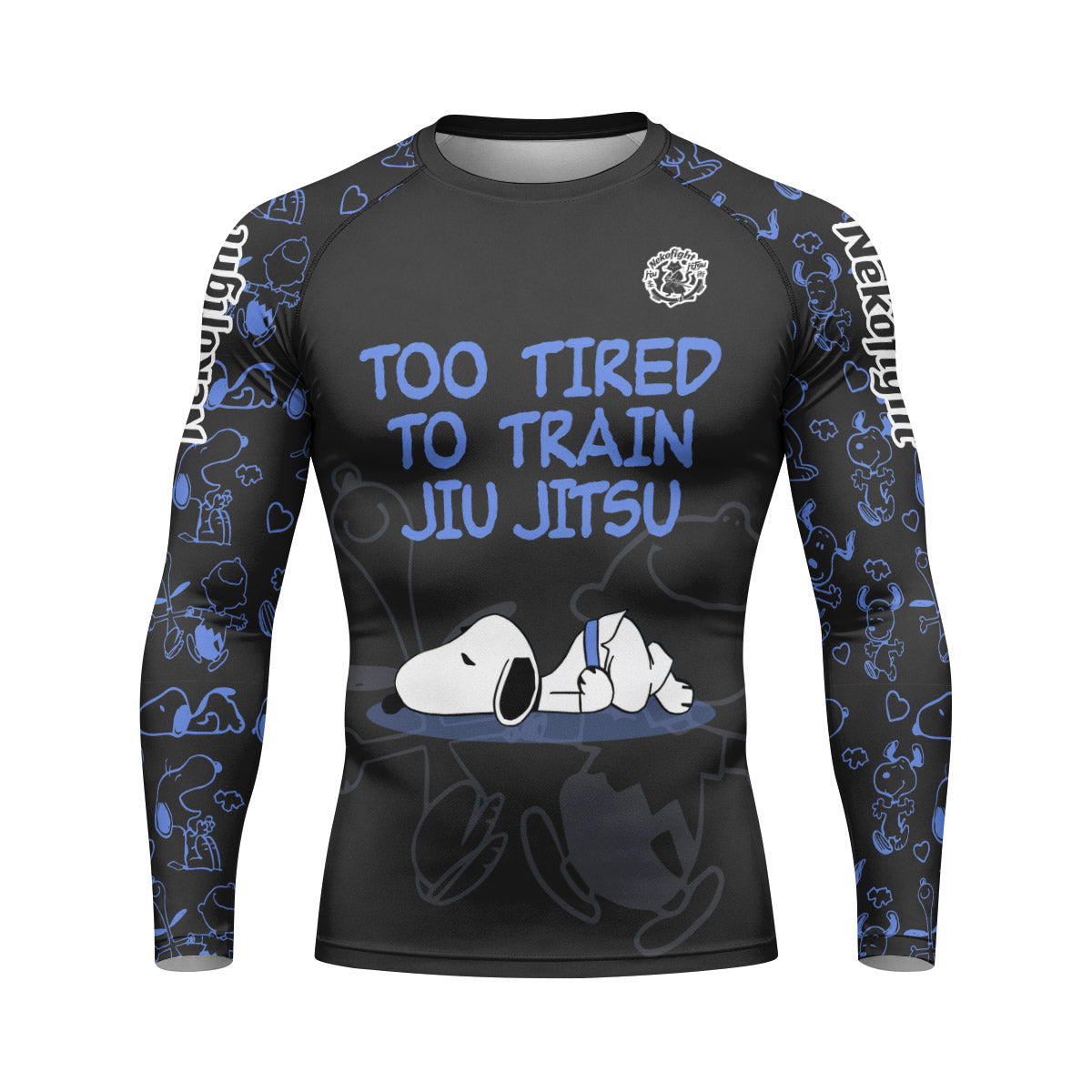 Too Tired Too Train Blue Rash Guard
