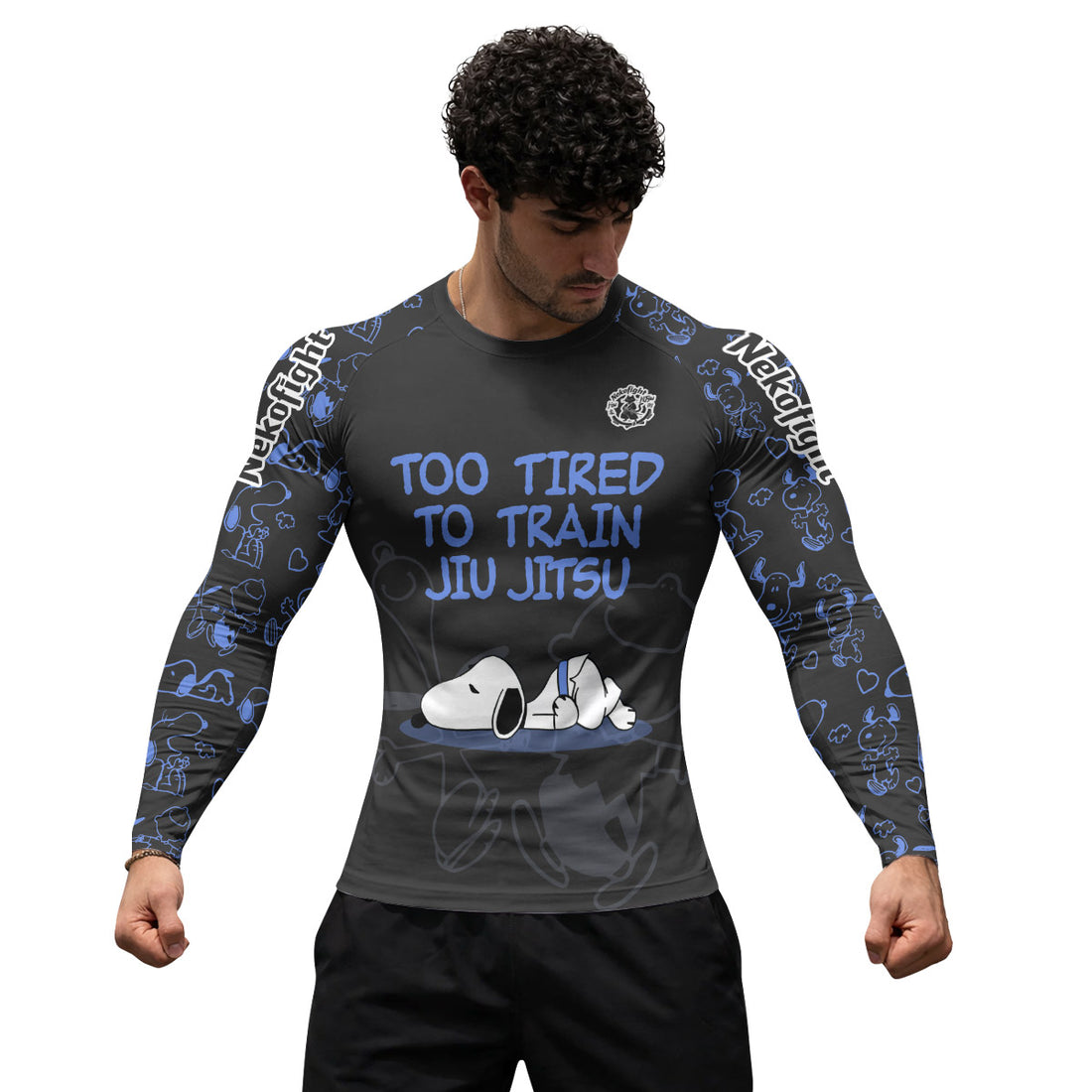 Too Tired Too Train Blue Rash Guard