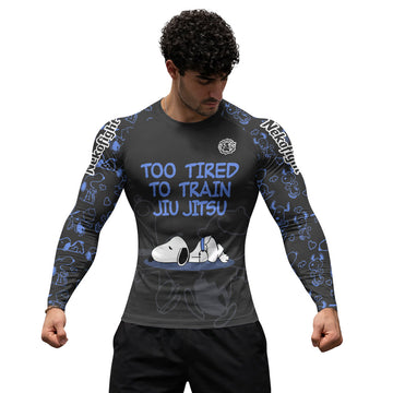 Too Tired Too Train Blue Rash Guard