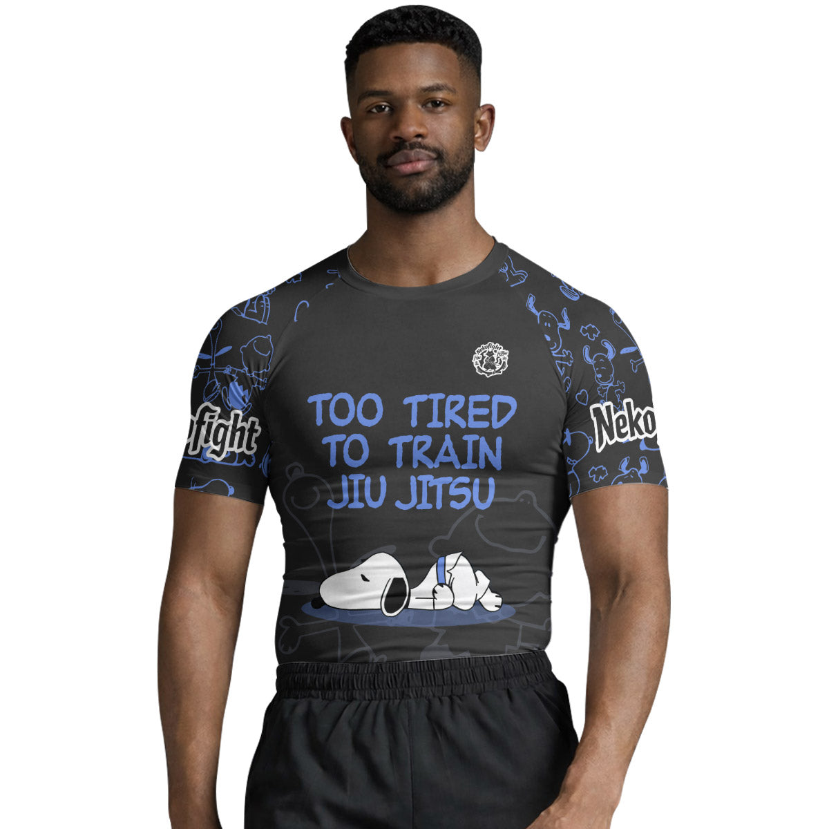 Too Tired Too Train Blue Rash Guard