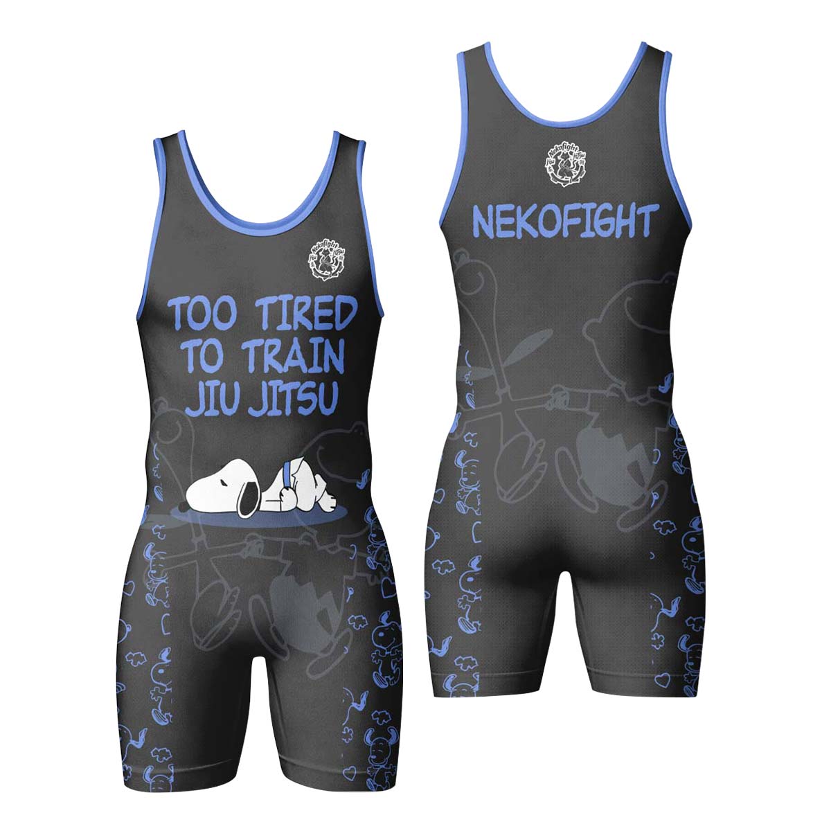 Too Tired Too Train Blue Wrestling Singlet