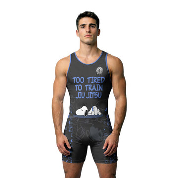Too Tired Too Train Blue Wrestling Singlet