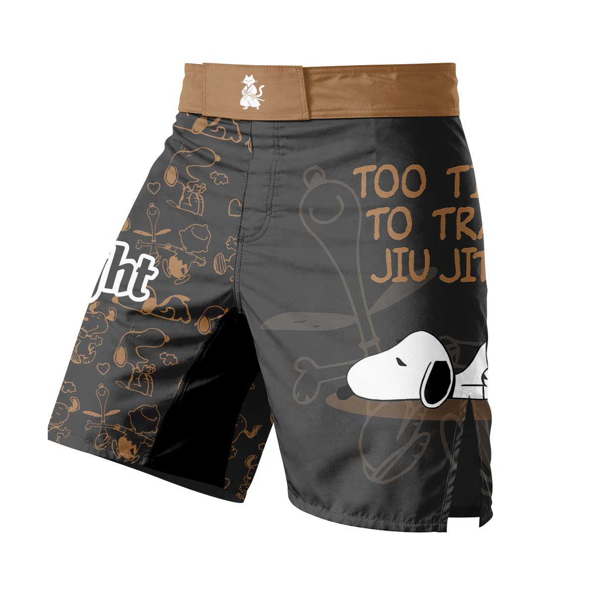 Too Tired Too Train Brown Fight Shorts