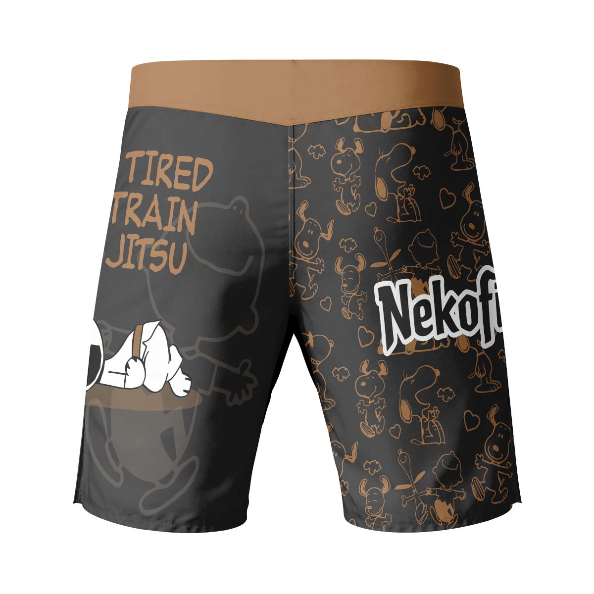 Too Tired Too Train Brown Fight Shorts