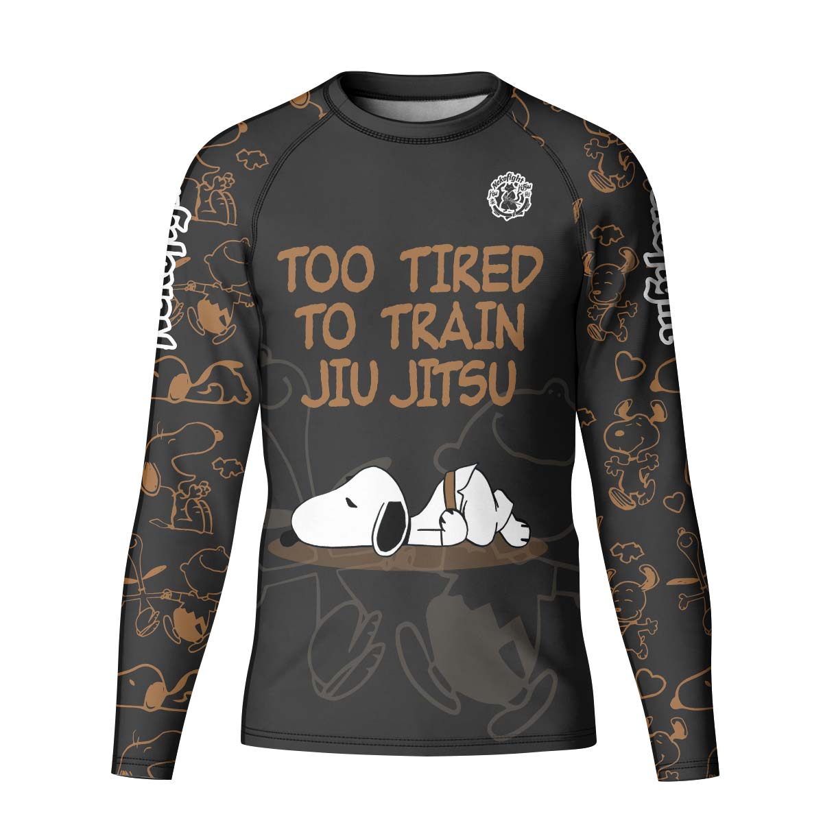 Too Tired Too Train Brown Kid Rash Guard
