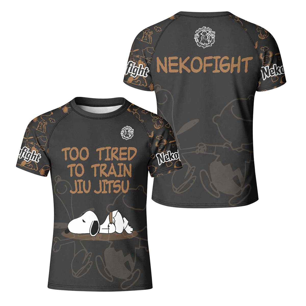 Too Tired Too Train Brown Kid Rash Guard
