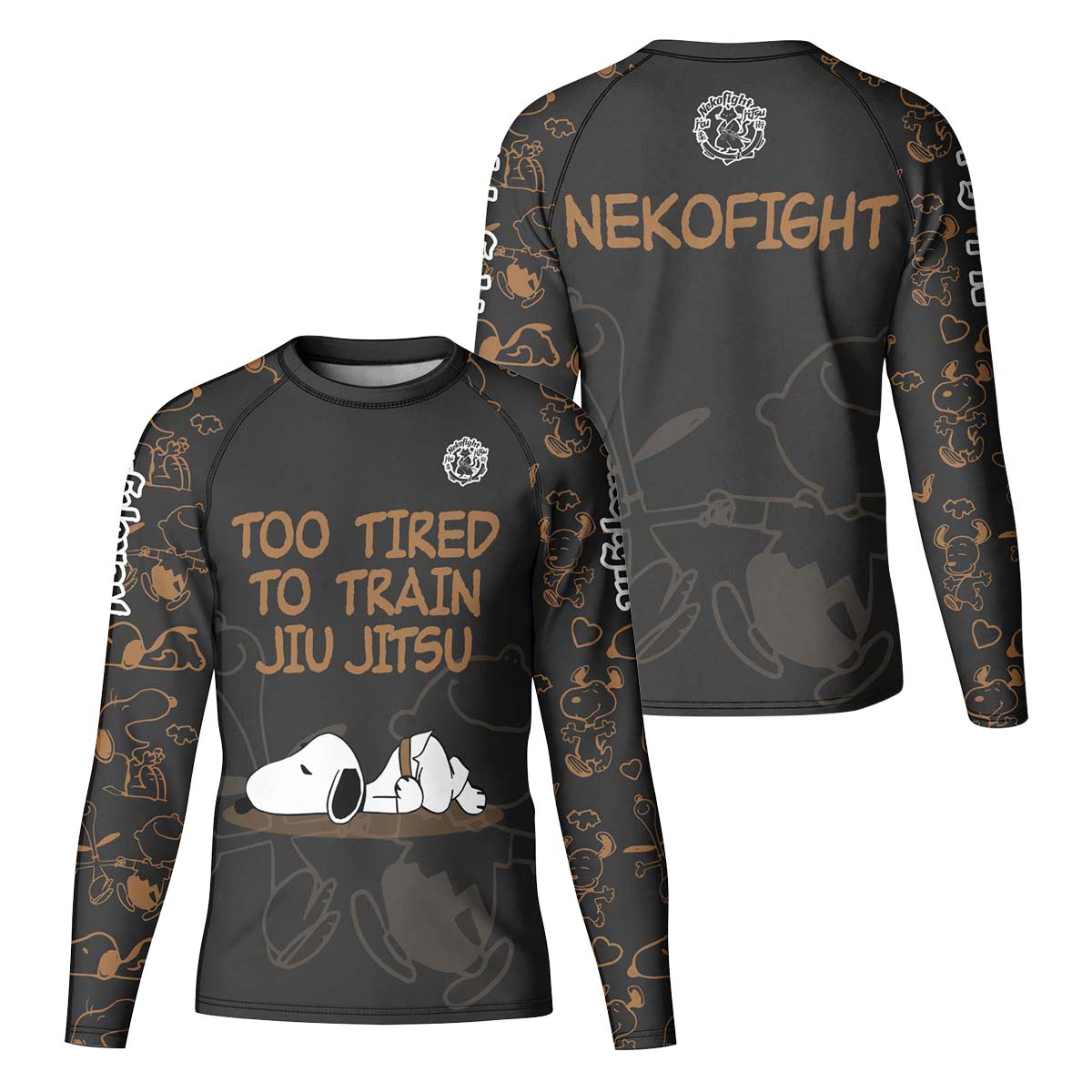 Too Tired Too Train Brown Kid Rash Guard