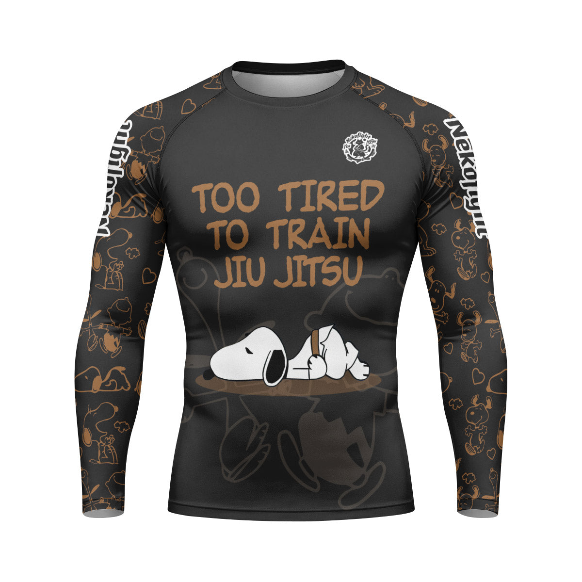 Too Tired Too Train Brown Rash Guard