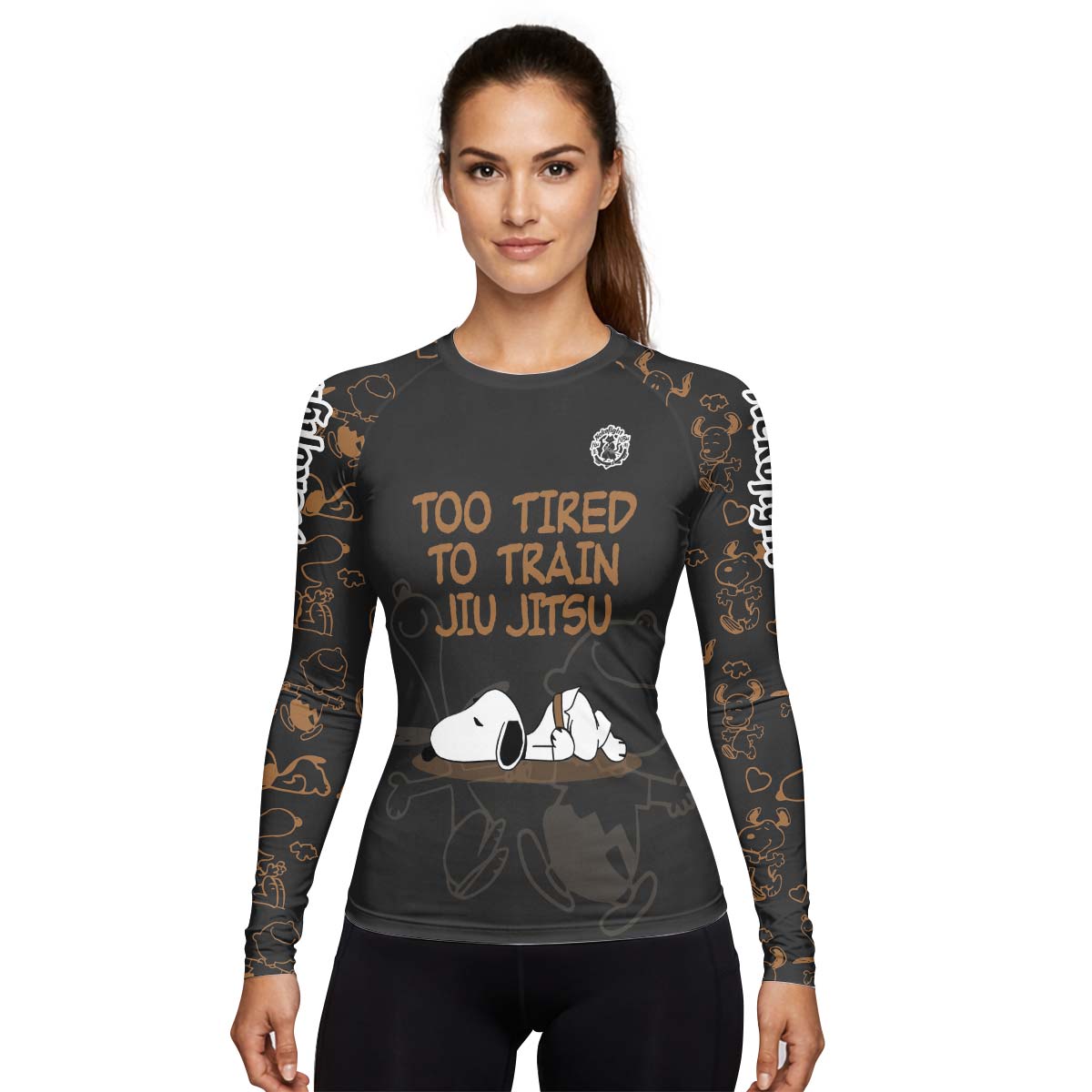 Too Tired Too Train Brown Rash Guard