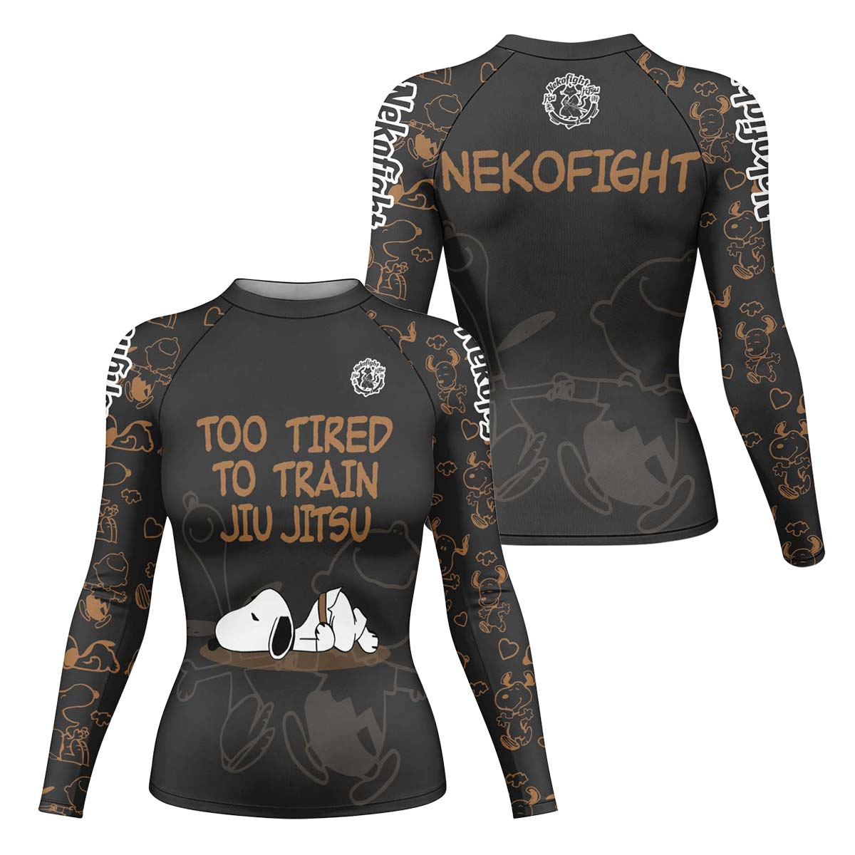 Too Tired Too Train Brown Rash Guard
