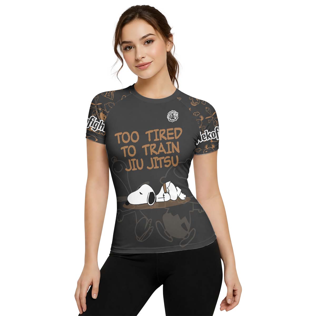 Too Tired Too Train Brown Rash Guard