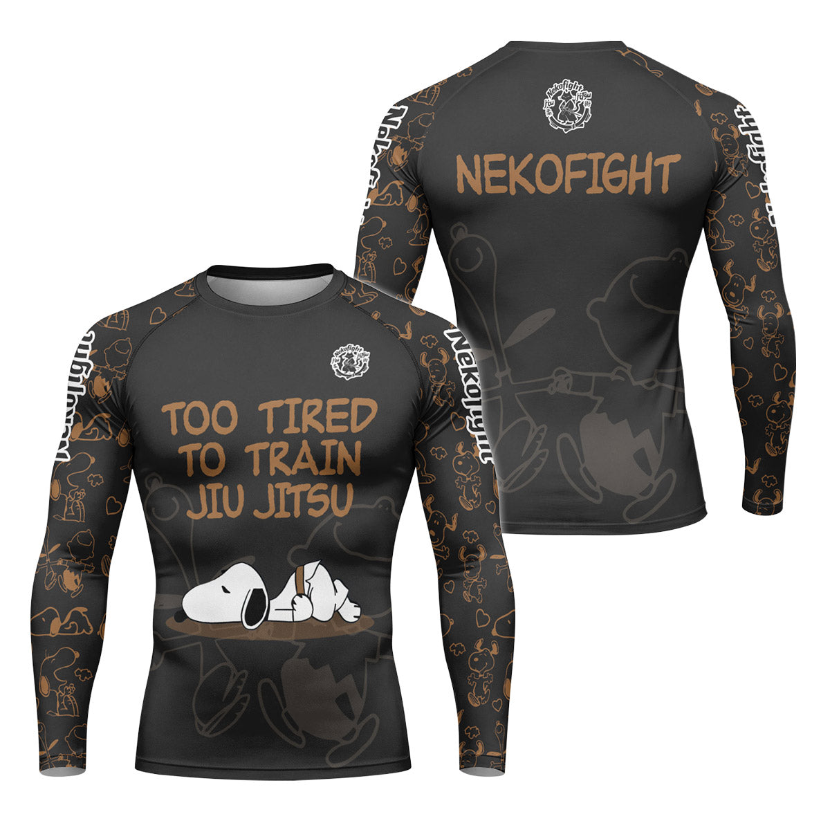 Too Tired Too Train Brown Rash Guard