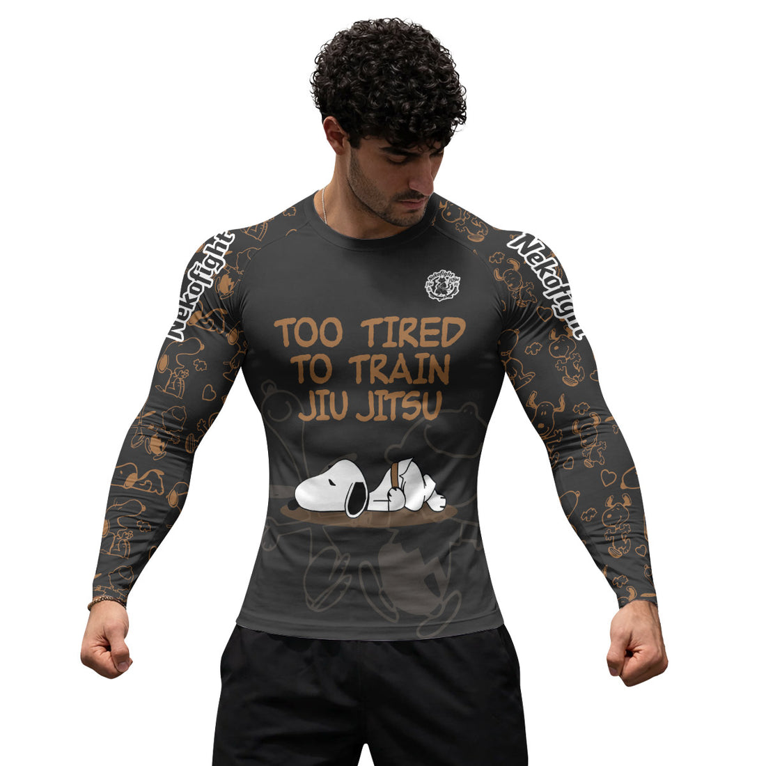 Too Tired Too Train Brown Rash Guard
