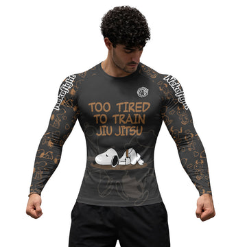 Too Tired Too Train Brown Rash Guard
