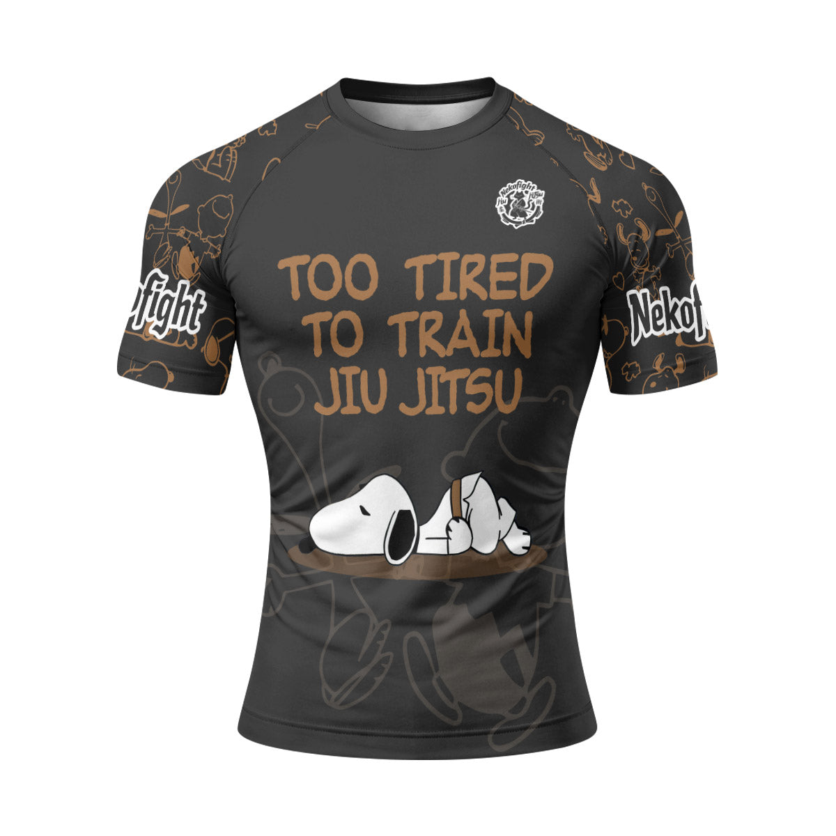 Too Tired Too Train Brown Rash Guard