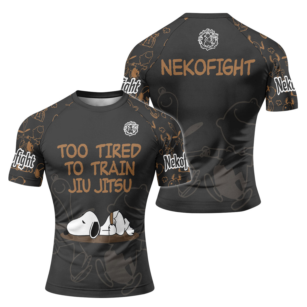 Too Tired Too Train Brown Rash Guard