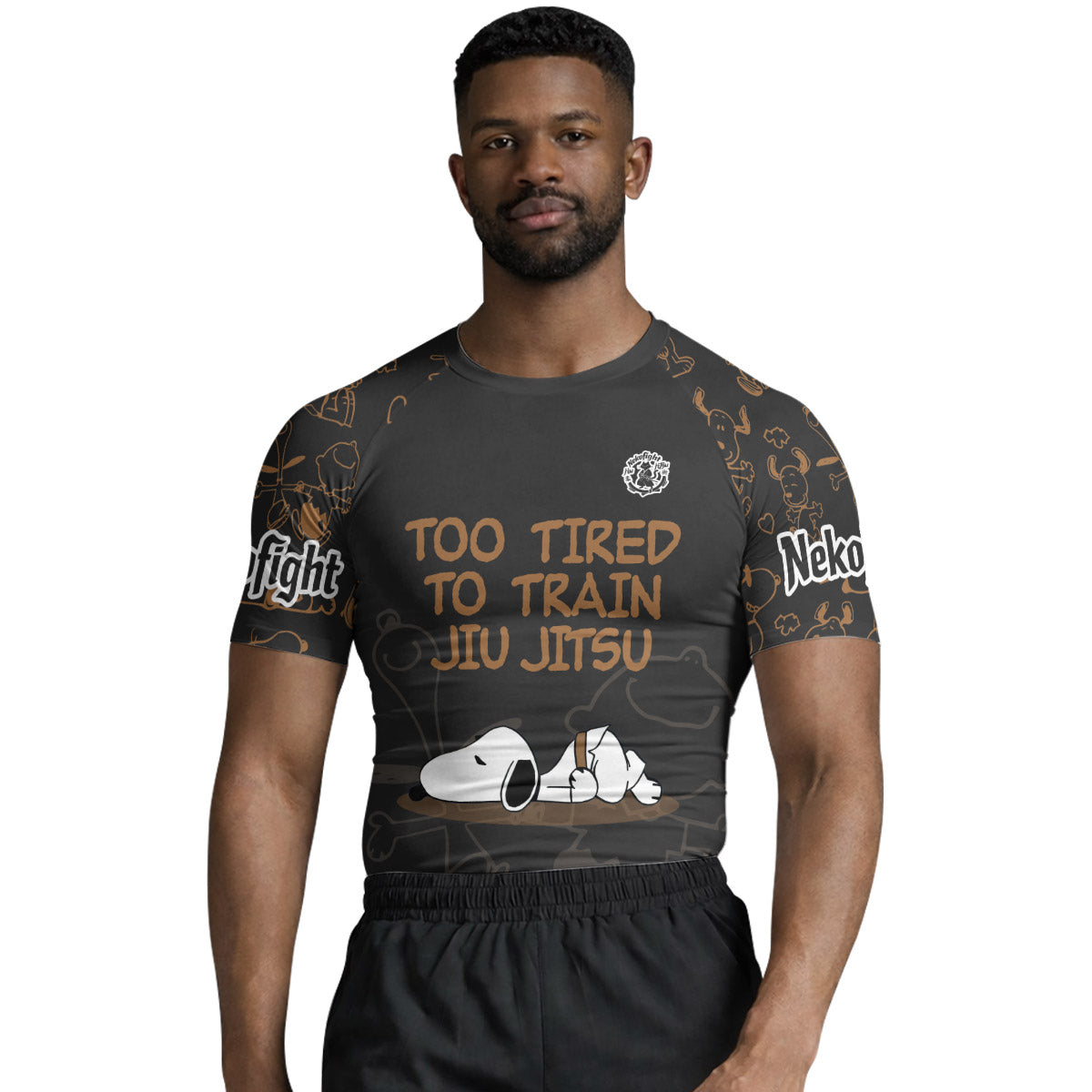Too Tired Too Train Brown Rash Guard