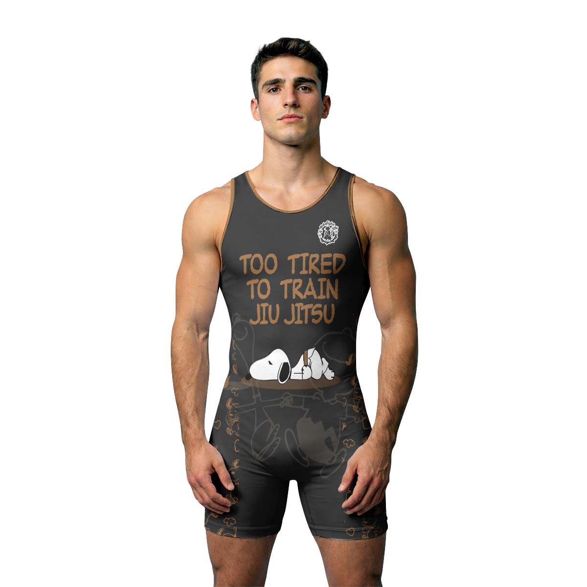 Too Tired Too Train Brown Wrestling Singlet