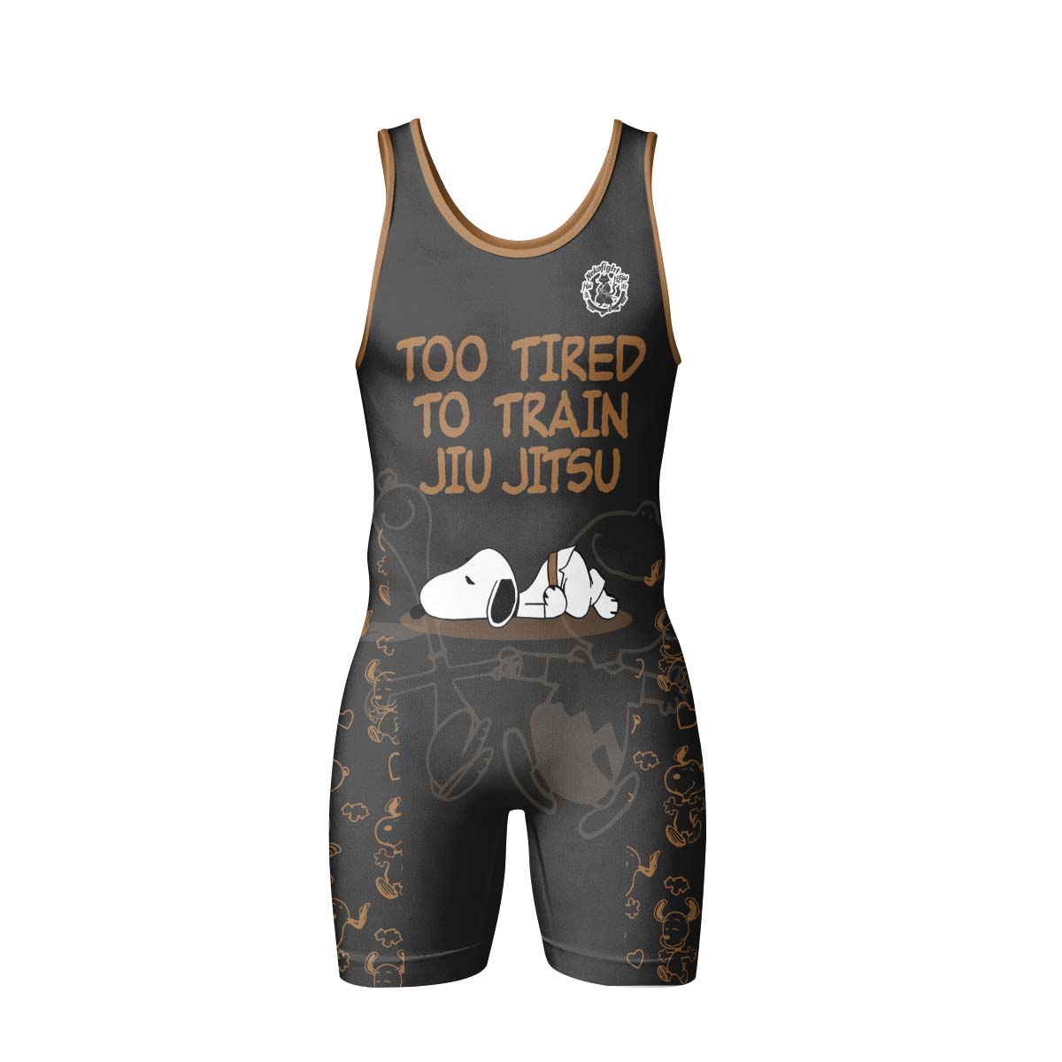 Too Tired Too Train Brown Wrestling Singlet