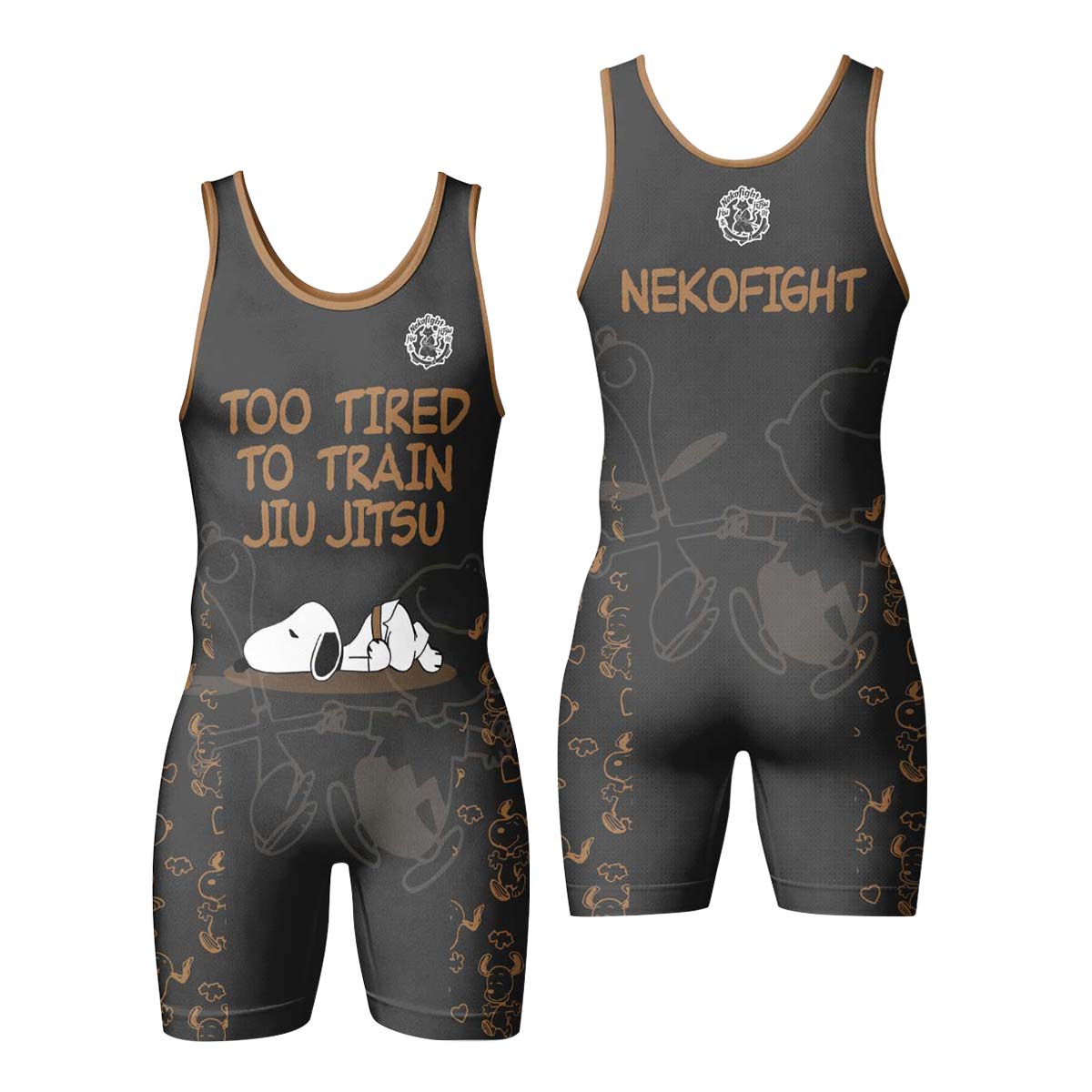 Too Tired Too Train Brown Wrestling Singlet