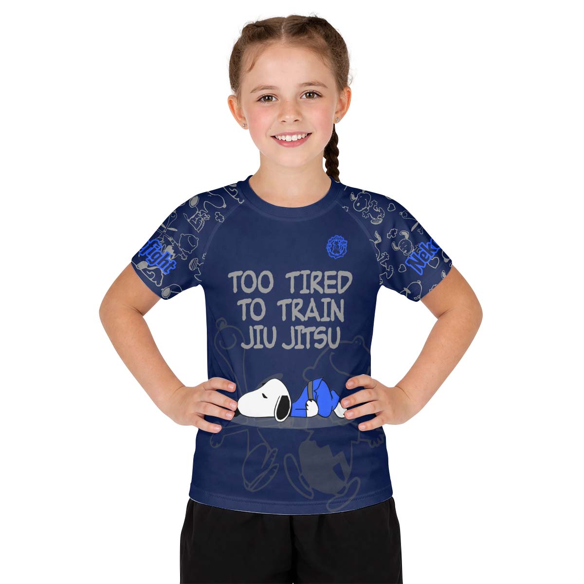 Too Tired Too Train Grey Kid Rash Guard