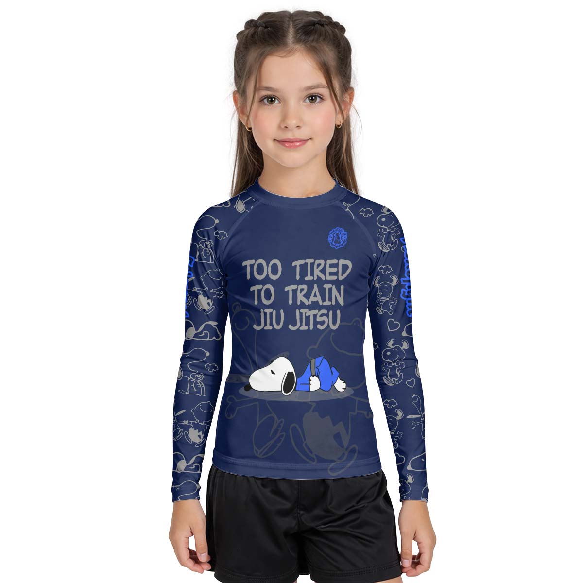 Too Tired Too Train Grey Kid Rash Guard