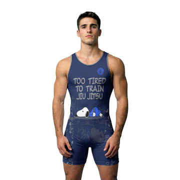 Too Tired Too Train Grey Wrestling Singlet