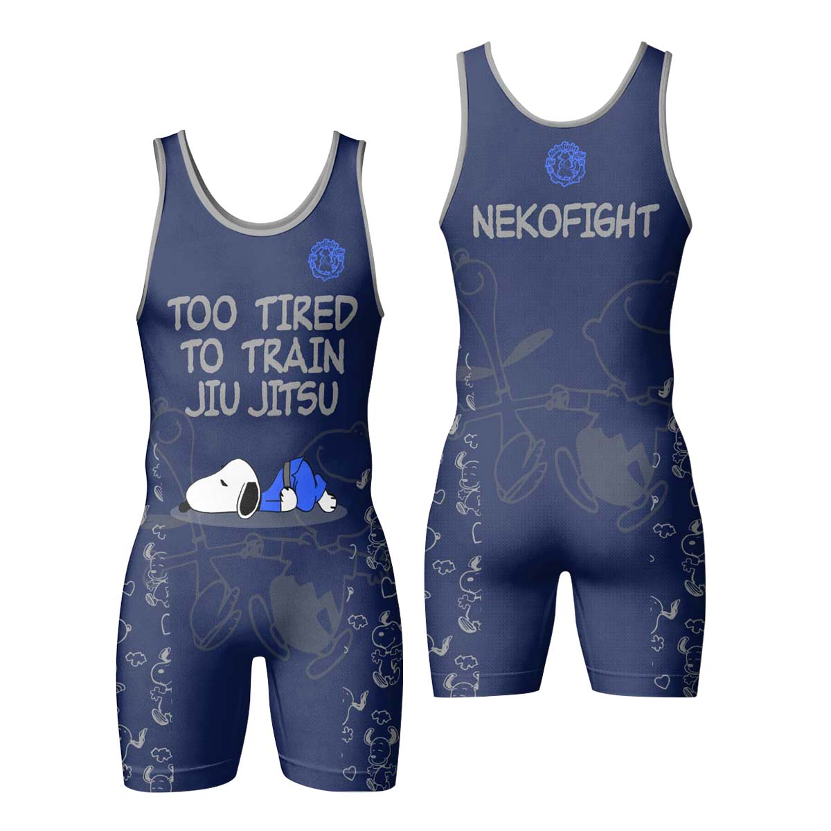 Too Tired Too Train Grey Wrestling Singlet
