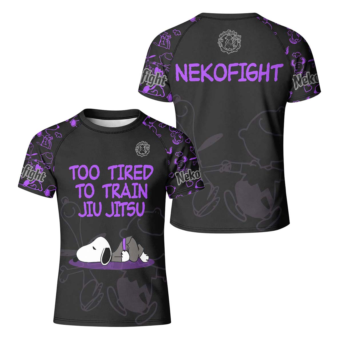 Too Tired Too Train Purple Kid Rash Guard