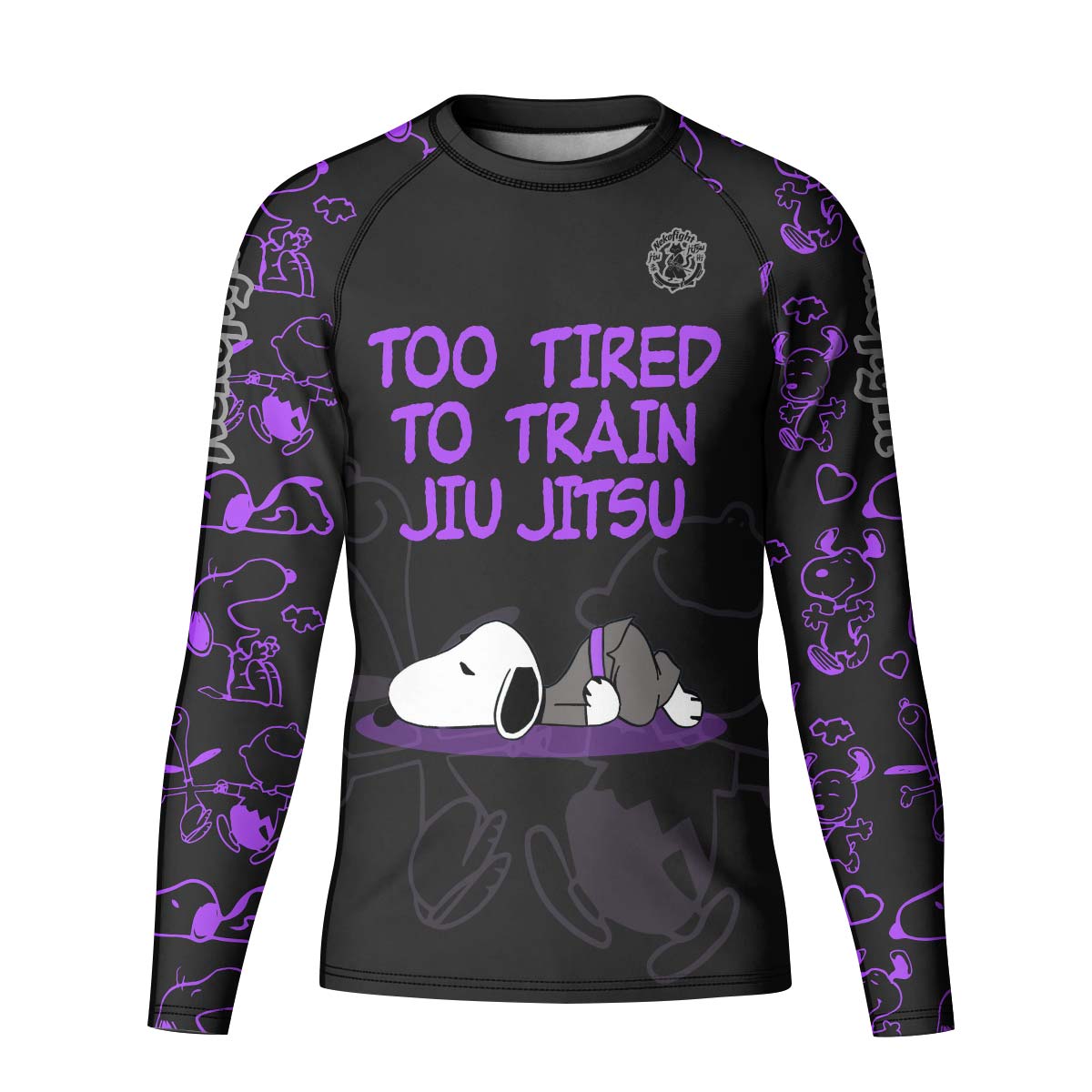 Too Tired Too Train Purple Kid Rash Guard