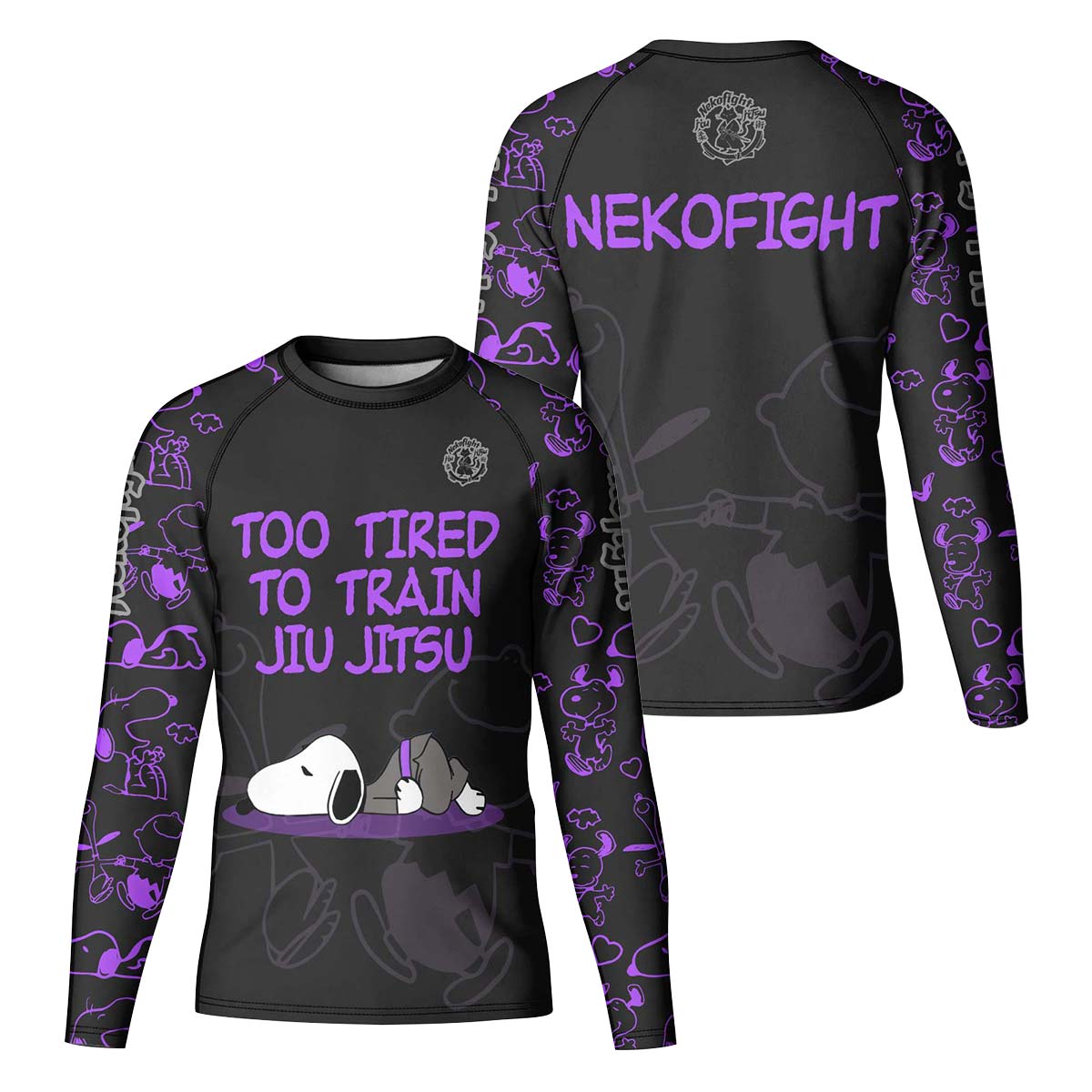 Too Tired Too Train Purple Kid Rash Guard