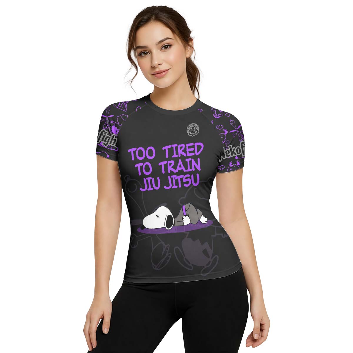 Too Tired Too Train Purple Rash Guard