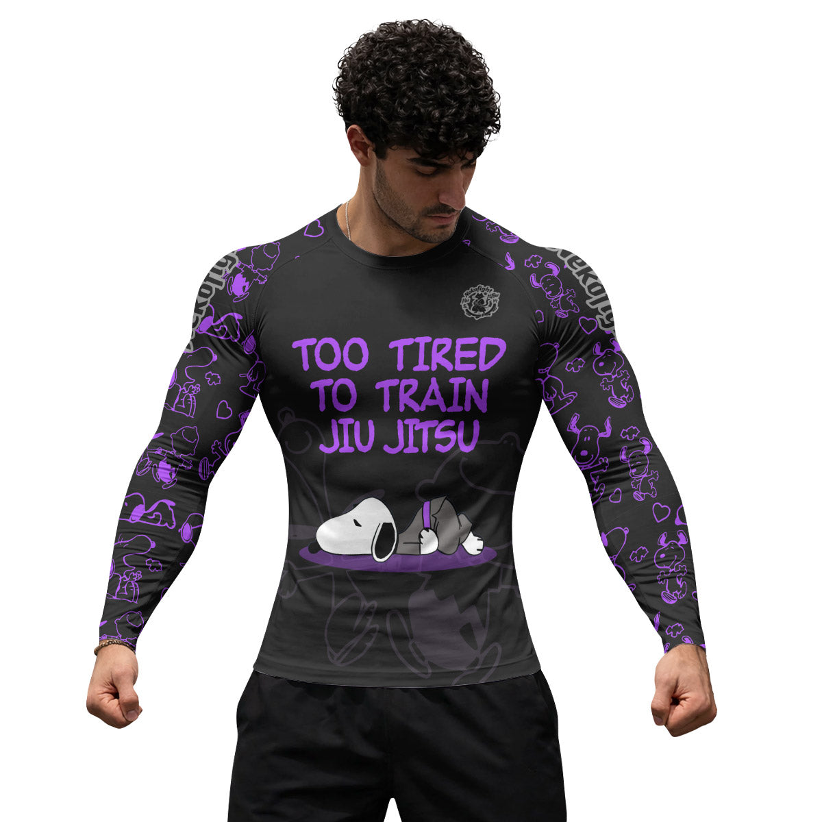 Too Tired Too Train Purple Rash Guard