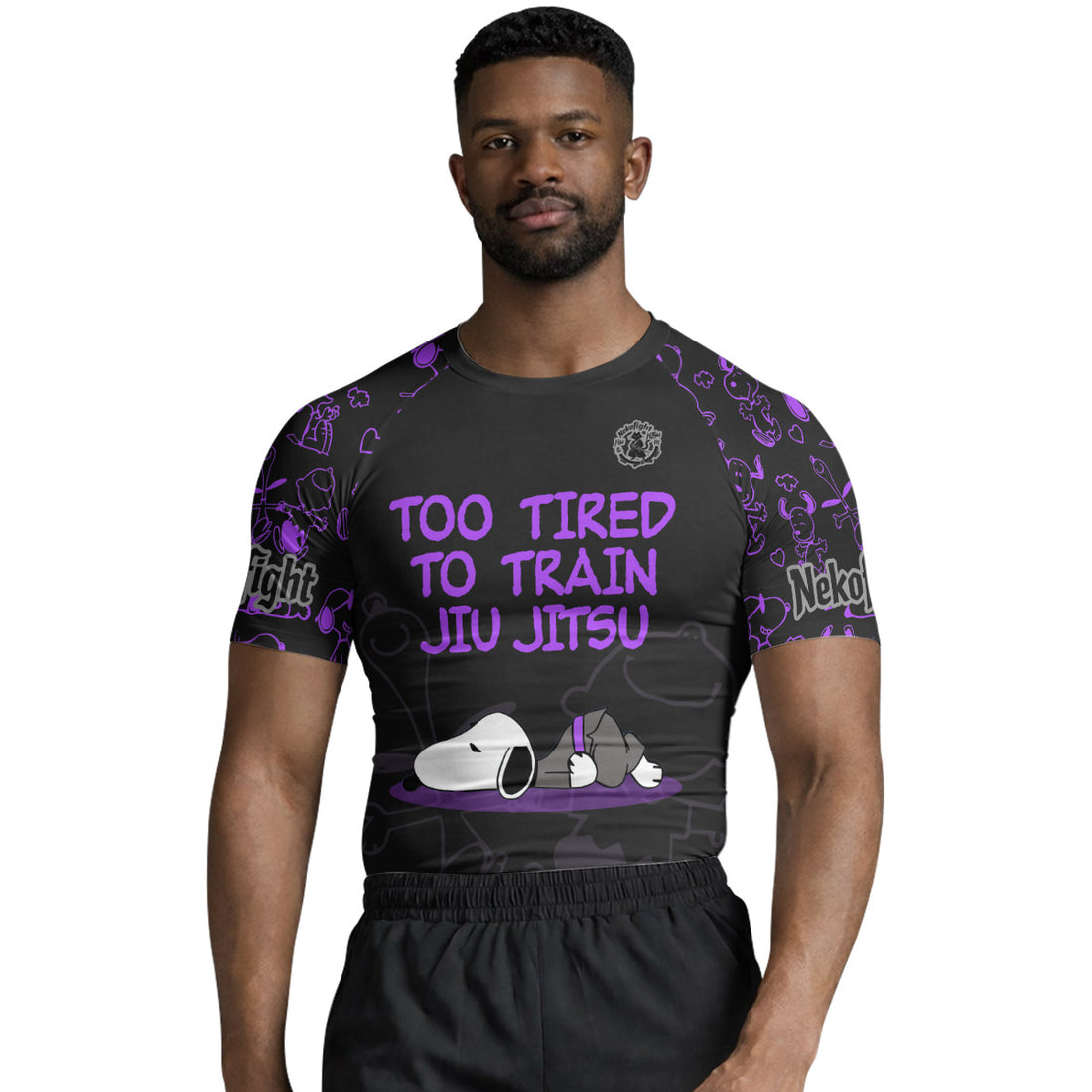 Too Tired Too Train Purple Rash Guard