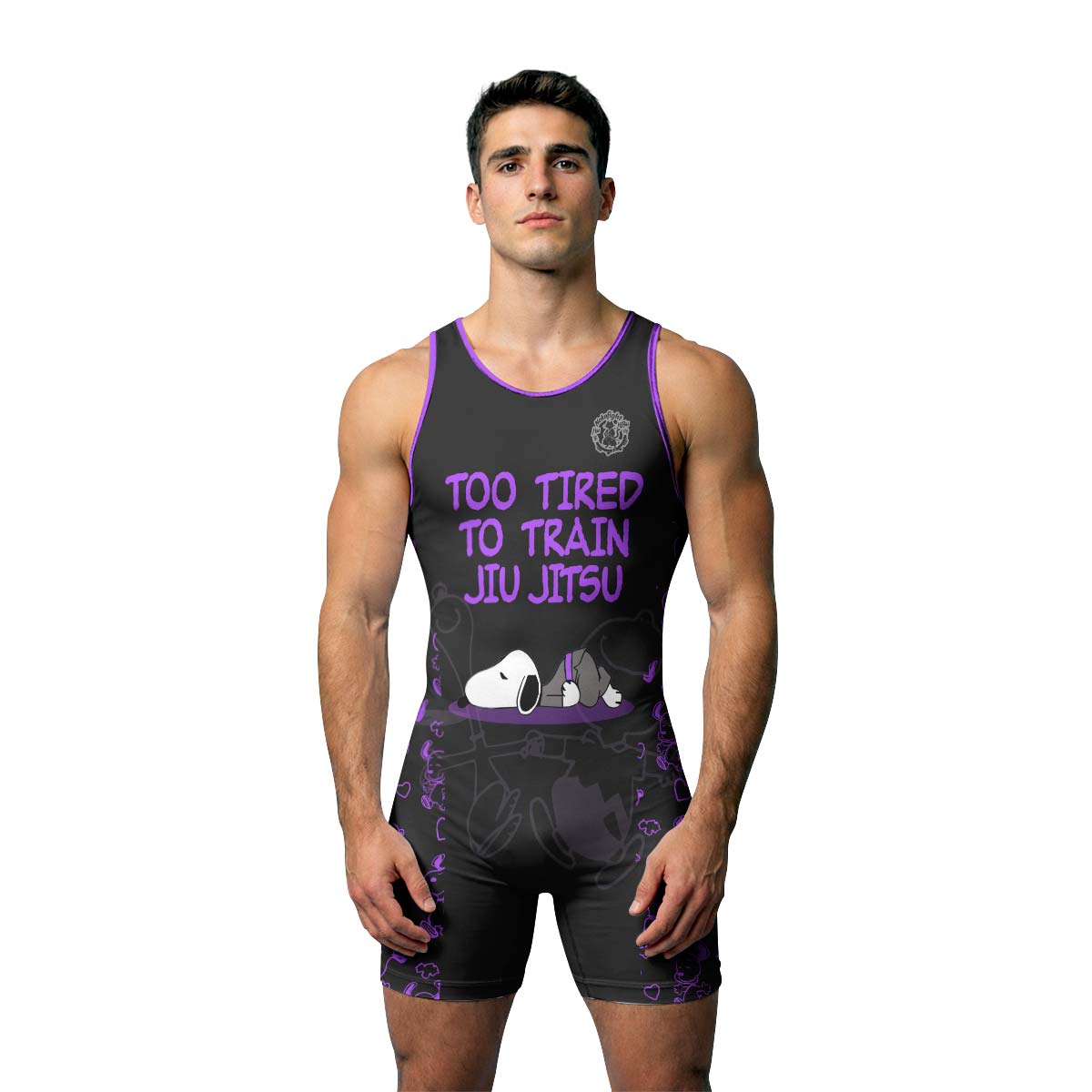Too Tired Too Train Purple Wrestling Singlet