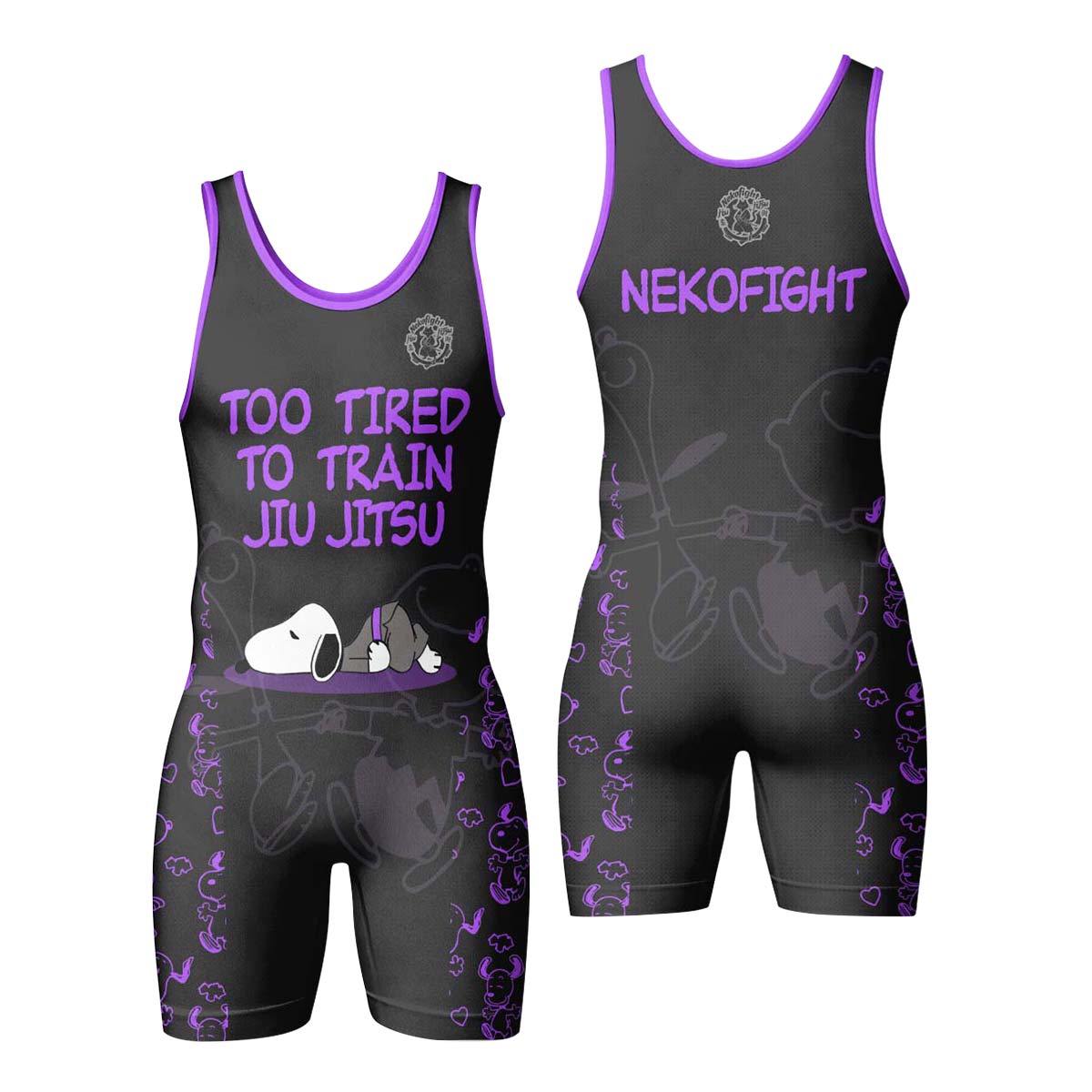 Too Tired Too Train Purple Wrestling Singlet