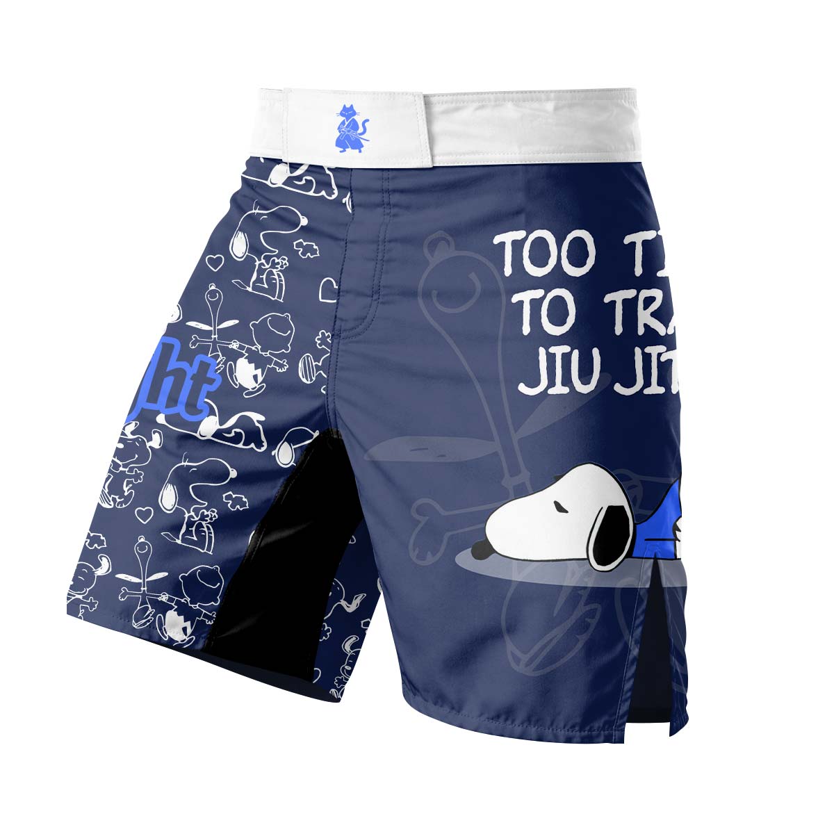 Too Tired Too Train White Fight Shorts