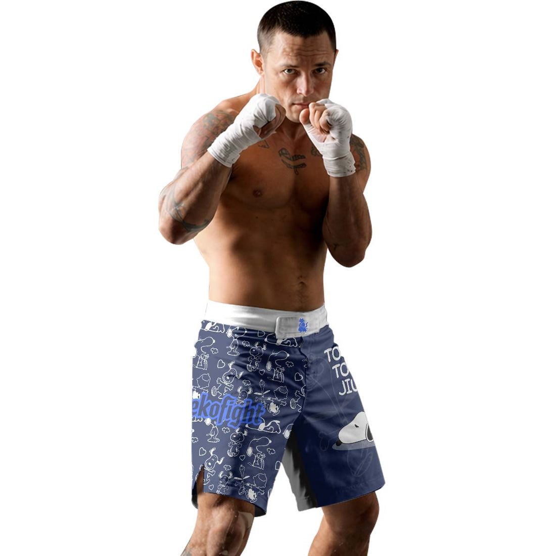 Too Tired Too Train White Fight Shorts