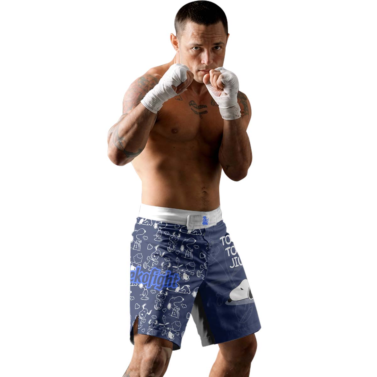 Too Tired Too Train White Fight Shorts