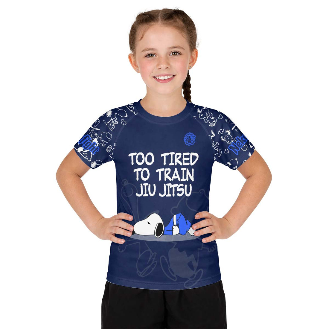 Too Tired Too Train White Kid Rash Guard