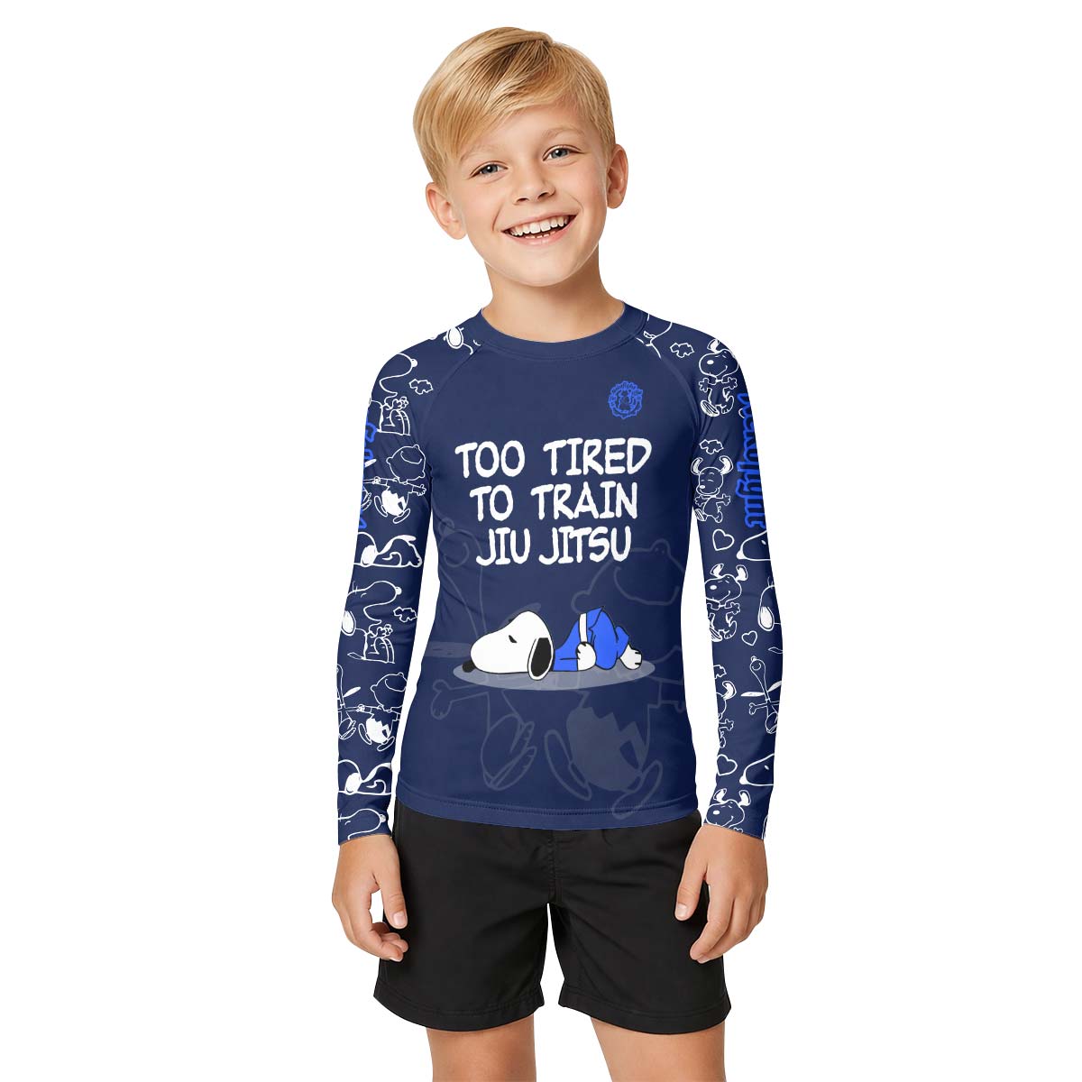 Too Tired Too Train White Kid Rash Guard