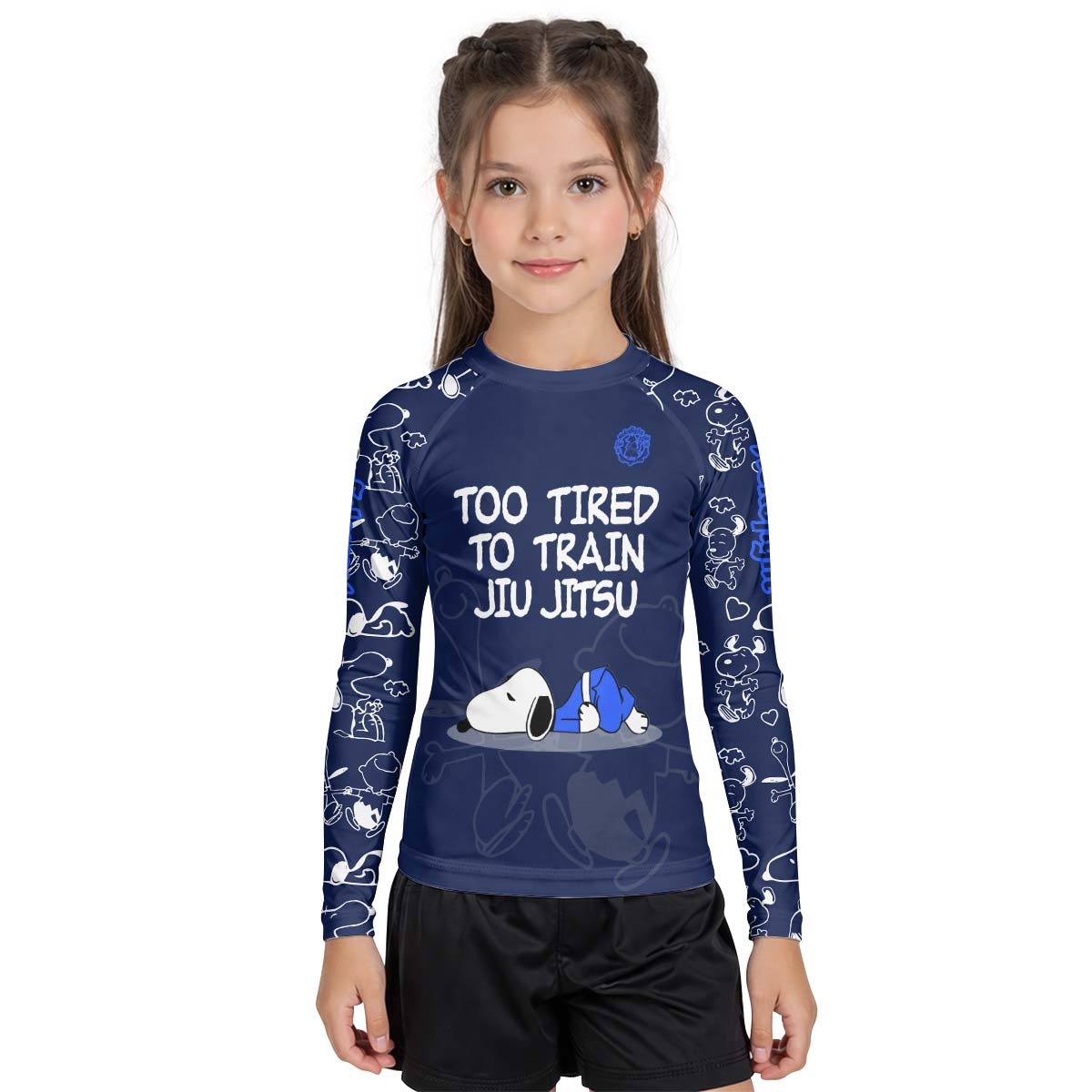 Too Tired Too Train White Kid Rash Guard