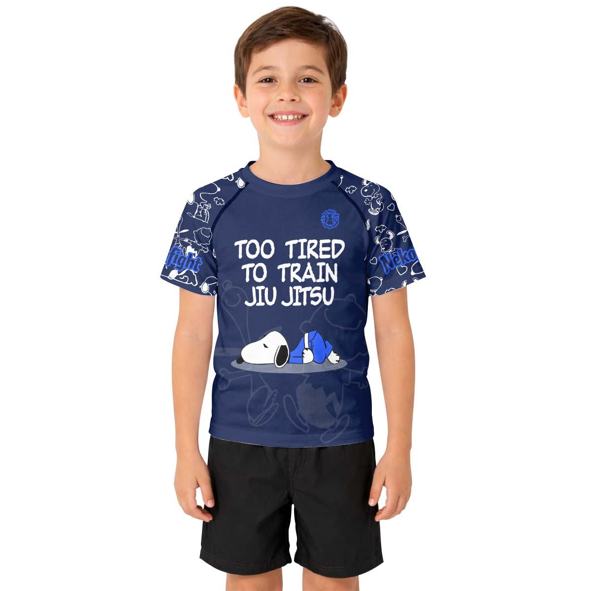 Too Tired Too Train White Kid Rash Guard
