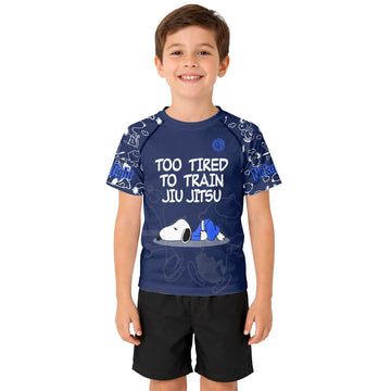 Too Tired Too Train White Kid Rash Guard